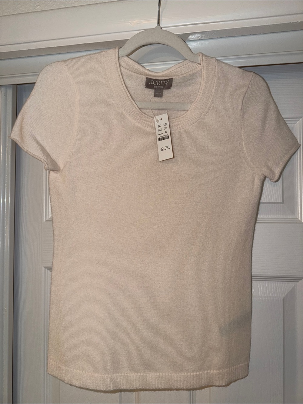 J. Crew Cream Short Sleeve Cashmere Top